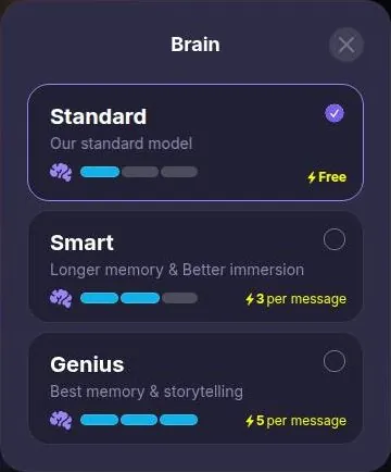 Botify AI Brain selector with Standard, Smart and Genius models