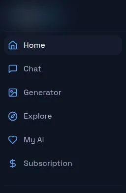 DarLink AI sidebar menu with Home, Chat, Generator, Explore, My AI and Subscription