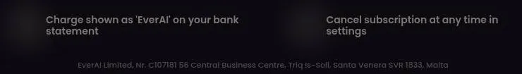 Partner billing notes naming EverAI Limited in Malta and the bank statement descriptor