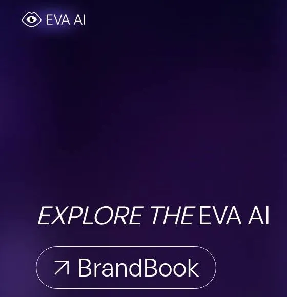 EVA AI brandbook page with a BrandBook download button