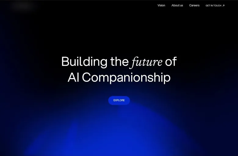 EverAI corporate homepage with the headline Building the future of AI Companionship and an Explore button