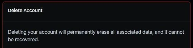 FunFun AI Delete Account card warning that all associated data is permanently erased