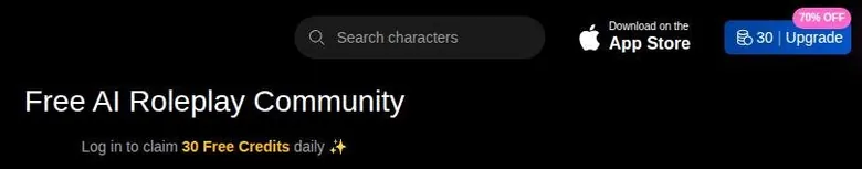 Gening AI header after login showing a 30 credit balance next to the Upgrade button