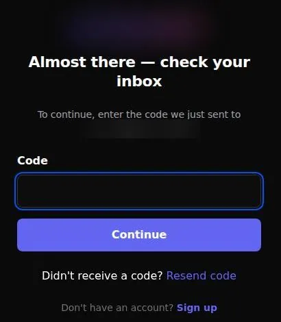GirlfriendGPT screen asking for the one-time code sent by e-mail