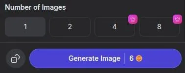 GirlfriendGPT image count selector with paid-plan badges on larger batches and a generate button