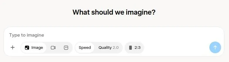 Grok Imagine prompt box with Image mode, Speed and Quality options and a 2:3 ratio button
