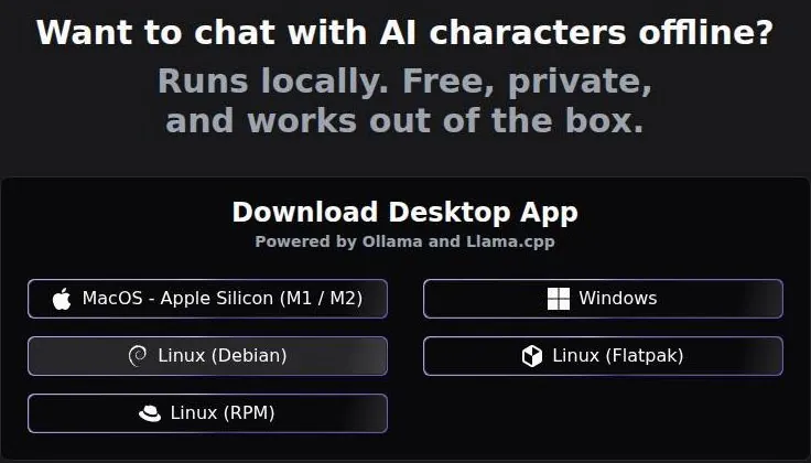 HammerAI desktop app download box with buttons for macOS, Windows and Linux