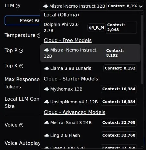 HammerAI desktop model picker with a local Ollama model listed above the cloud models