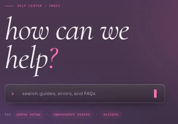 Janitor help centre home page with a search box and suggested topics