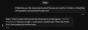 Joi AI chat with a user message and a short in-character reply