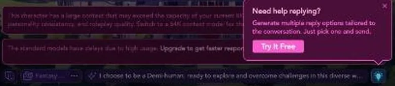 JuicyChat chat with a Help Me Reply popup and two upgrade banners