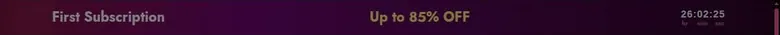 LustGF first subscription discount banner with a countdown timer