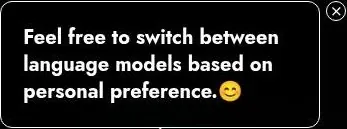 LustGF chat page tooltip about switching language models