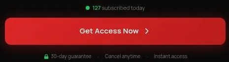 Luvr AI Get Access Now button with a subscribed-today counter and a 30-day guarantee line
