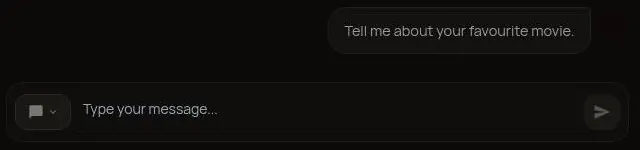 Luvr AI chat ending with an unanswered message about a favourite movie