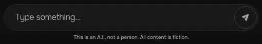 MyBabes.ai chat input bar with the note This is an A.I., not a person. All content is fiction.