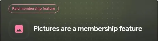 Nastia AI paywall header saying pictures are a membership feature