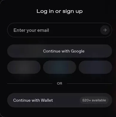 Nectar AI Log in or sign up window with email, Google and crypto wallet options
