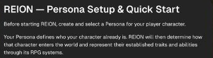 OurDream AI role-play bot opening message with a persona setup guide