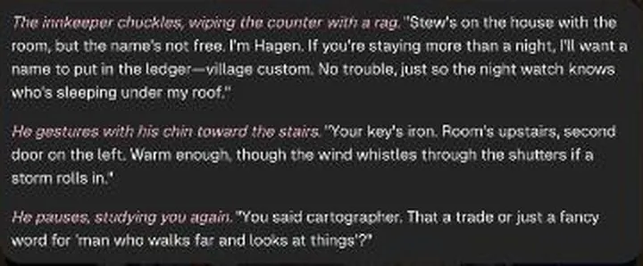OurDream AI in-character reply that recalls the player's profession