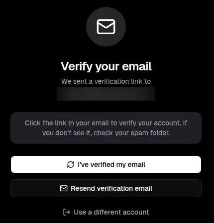 Privee AI verify your email screen with resend and confirm buttons