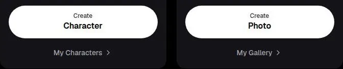 Privee AI Studio buttons to create a character or a photo