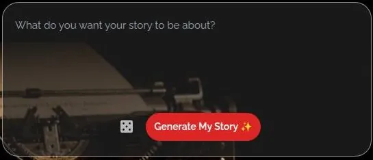 RedQuill homepage story prompt box with a Generate My Story button