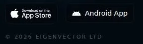 Rubii footer buttons for the iOS and Android apps with the company line