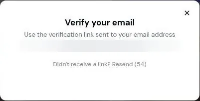 Sakura AI email verification window asking the user to click the link sent by email