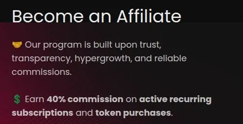 Secret Desires affiliate program pitch offering commission on subscriptions and token purchases