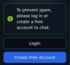 SextBots sidebar notice asking visitors to log in or create a free account before chatting