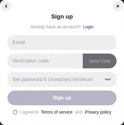 SoulFun sign-up window with e-mail, verification code and password fields