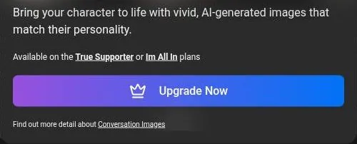 SpicyChat paywall saying in-chat images are available on True Supporter or I'm All In