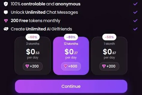 Swipey AI plan picker with one, three and twelve month cards priced per day