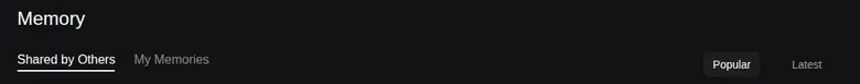 Talkie Memory feed header with sharing tabs