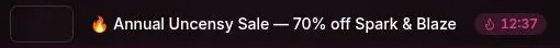 Uncensy top banner announcing the annual sale with a countdown timer