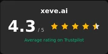 Rating widget showing an average Trustpilot score for Xeve.ai