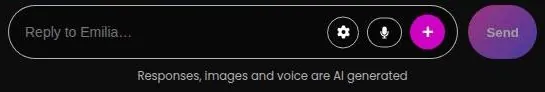 Xeve.ai chat message bar with settings, microphone and send buttons