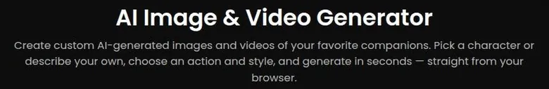 Xeve.ai image and video generator page title and description