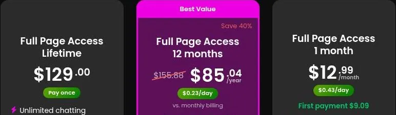 Xeve.ai plan cards for lifetime, 12 months and 1 month access