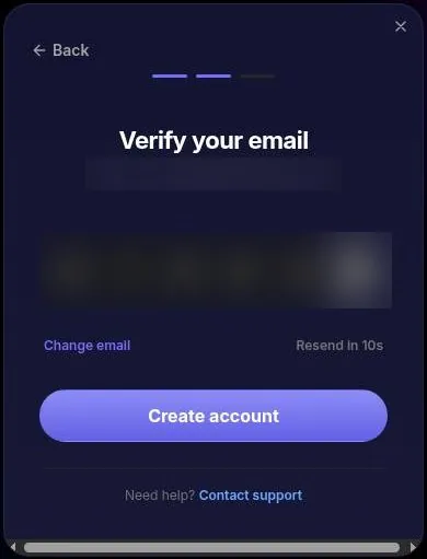 Yollo AI verification step with the code entered and blurred