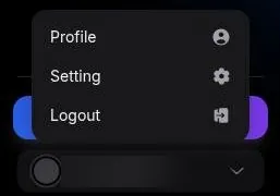 Yollo AI account menu with Profile, Setting and Logout